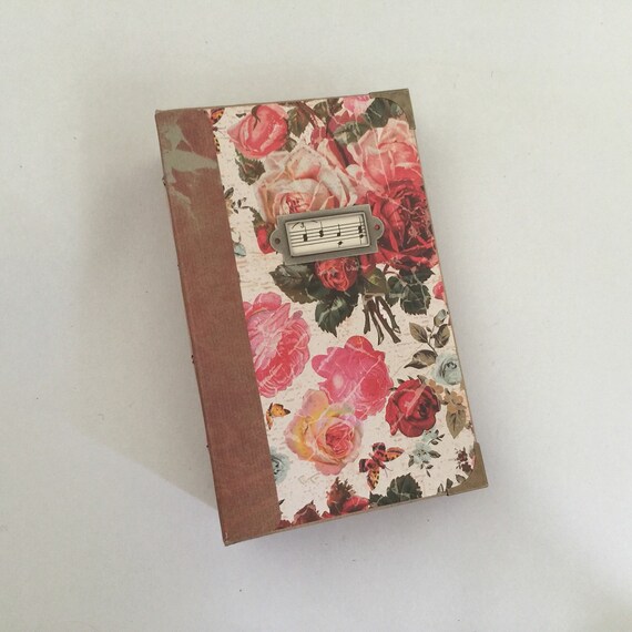 Vintage floral title journal tea dyed by