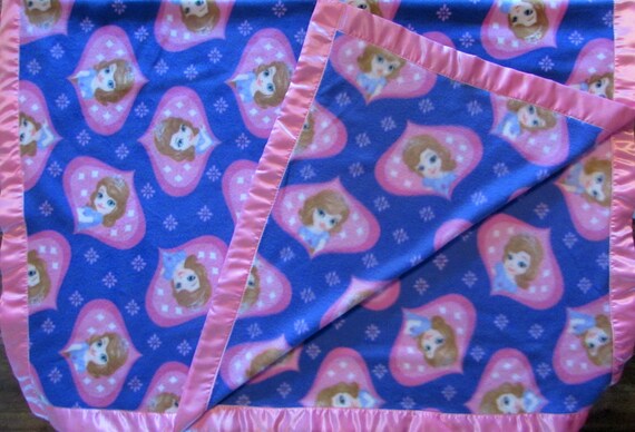 Sophia the First fleece toddler blanket with satin edge