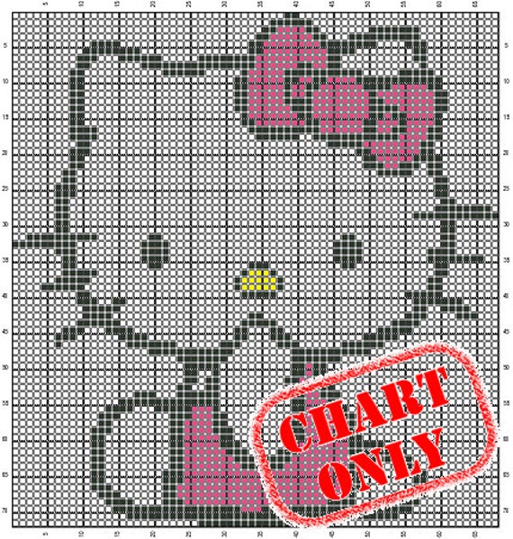 CHART ONLY Hello Kitty Color Chart for Cross Stitch by StarSquared