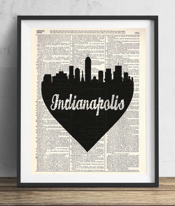 unique indianapolis gifts Skyline Art (#1) Indianapolis Print Upcycled Silhouette Dictionary