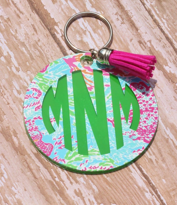 Personalized Lily Cha Cha 3 key chain Monogrammed Key