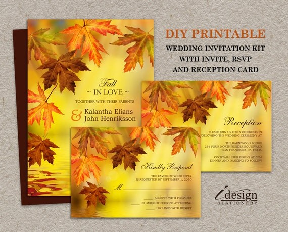 fall leaves wedding invitation kits fall wedding invitation kits with falling leaves incl invite fall leaves wedding invitation kits fall wedding invitation kits with falling leaves incl invite