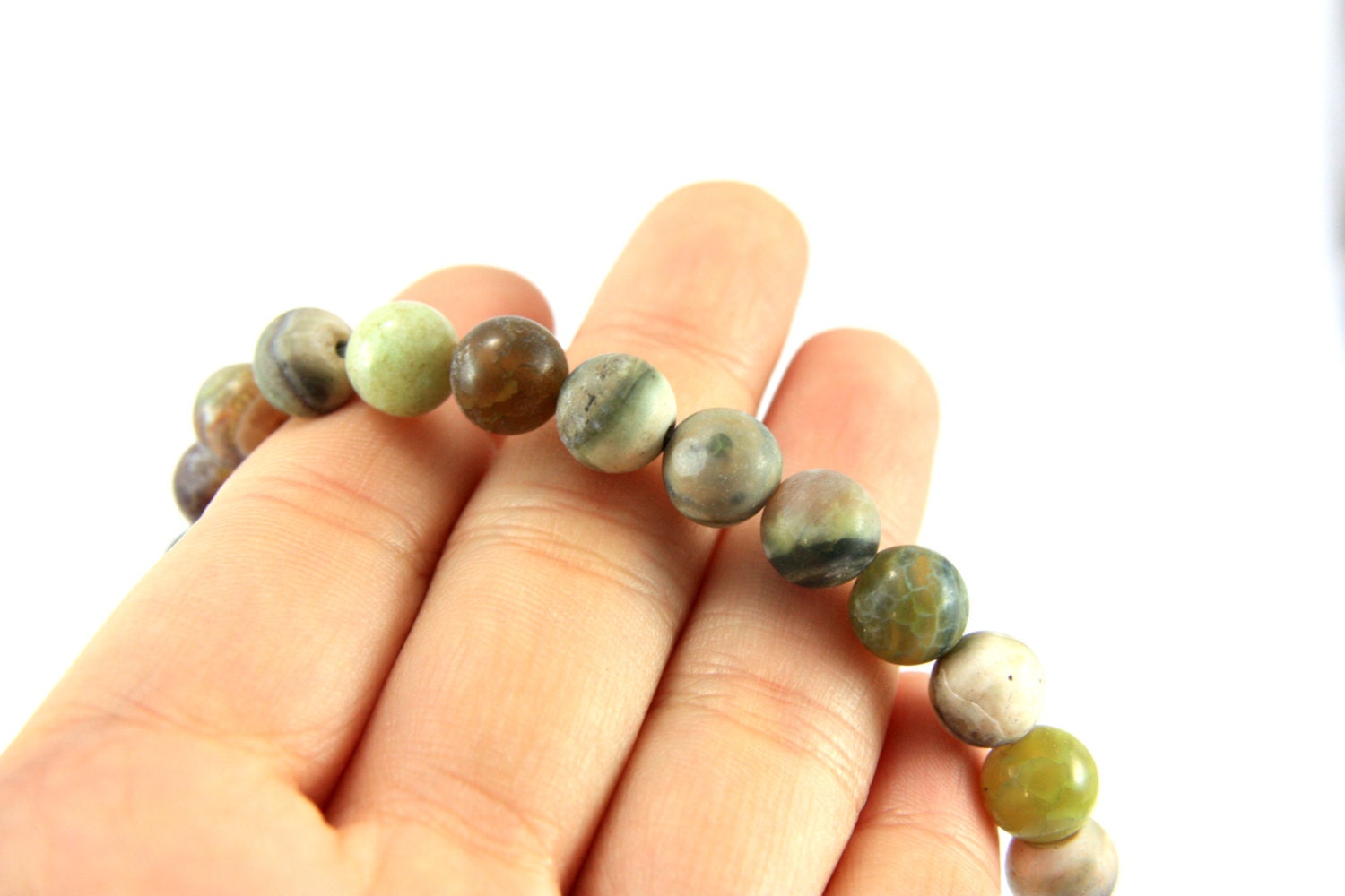 Jasper Bead, 8mm Green Jasper Stone, Round Green Jasper, 1 Strand