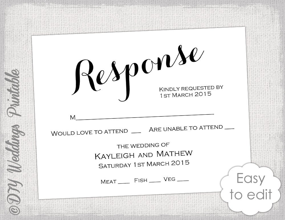 Wedding Rsvp Postcard Template Free