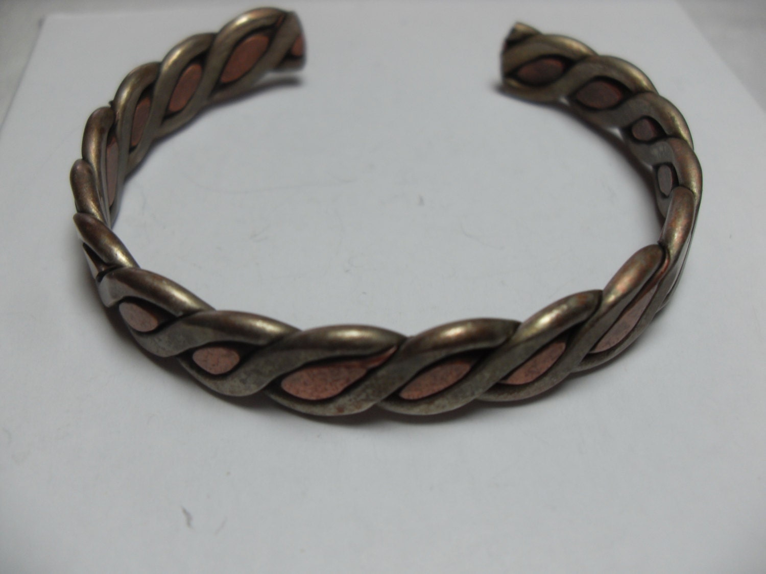 Silver Copper cuff bracelet vintage handmade 1960's