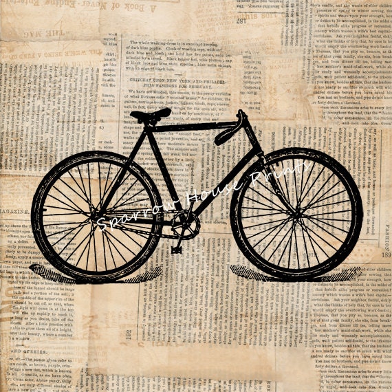 Bicycle Art Antique Artwork Bike Cycling Home Decor Vintage Print with ...