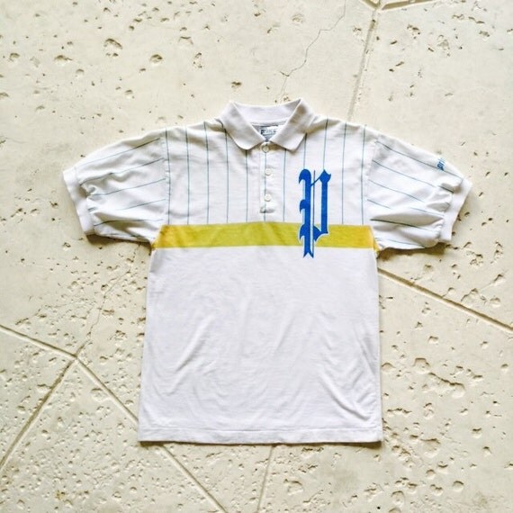 Prince Striped Collared Shirt // Vintage Tennis by ShopKingDude
