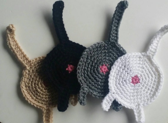 etsy crochet pattern cat Butt of Coasters 4) (Set CAT Crochet