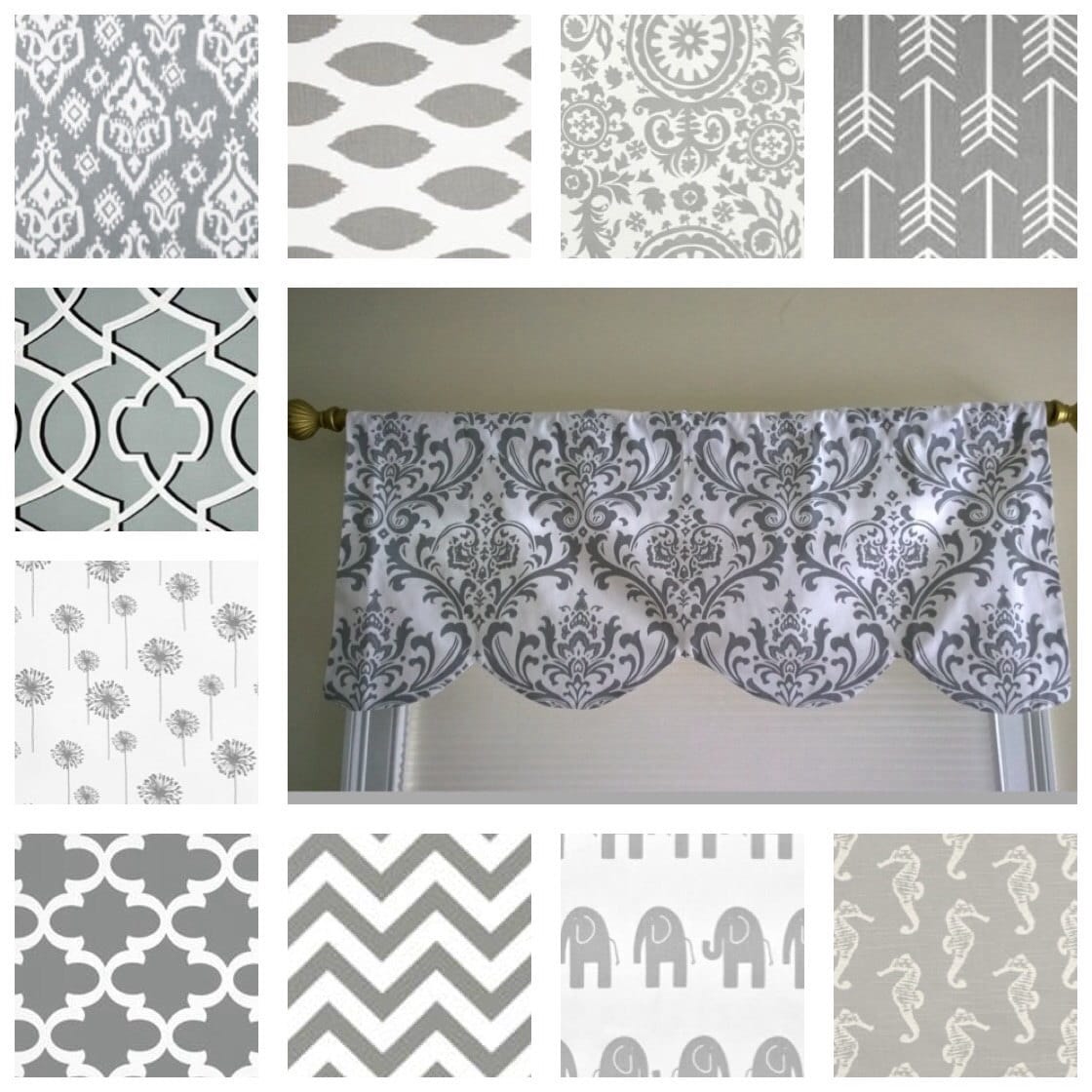 Gray valance window treatment Gray window curtain