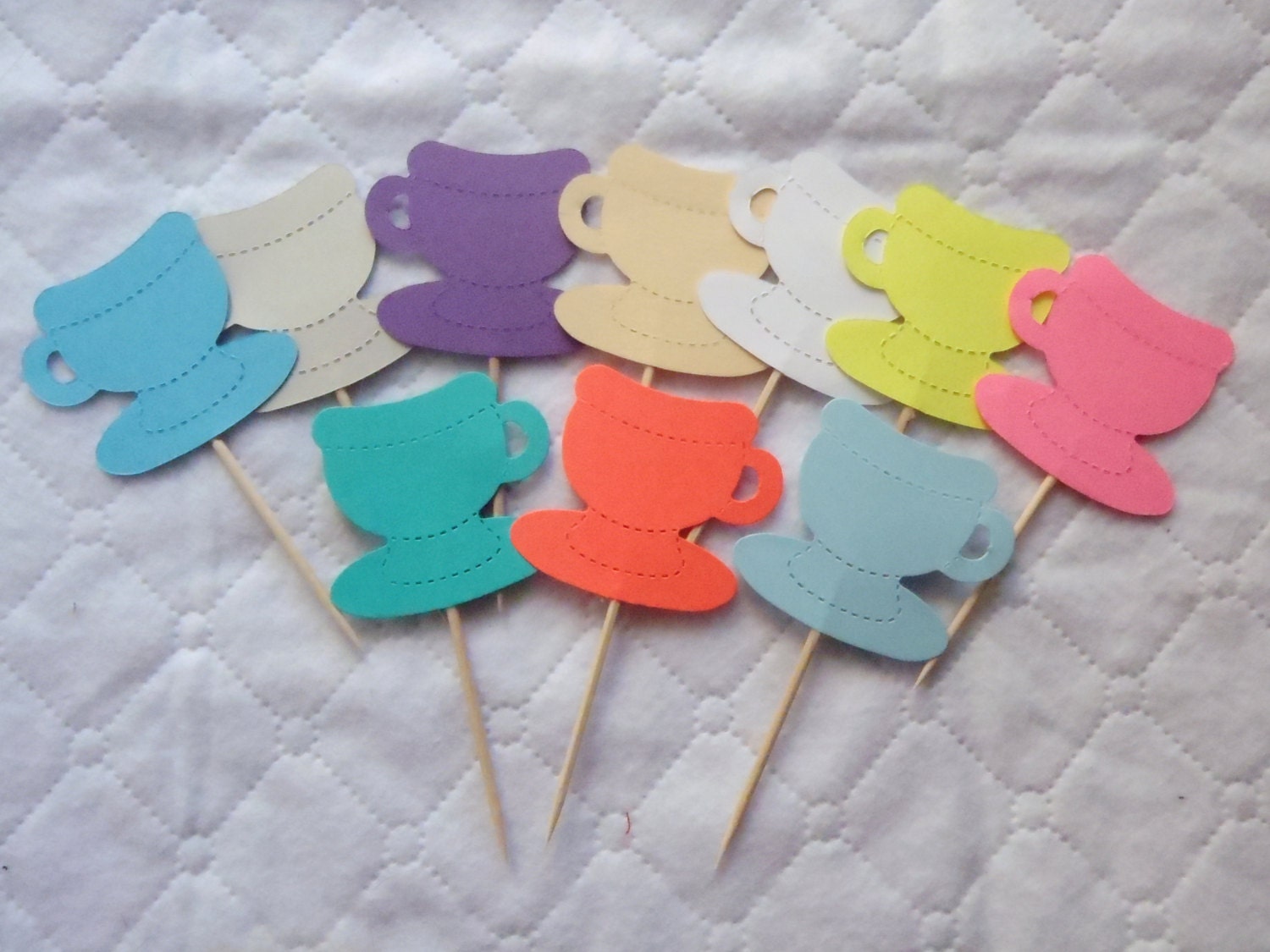 20 Tea Cup / Coffee Cup Cupcake Toppers Die Cut