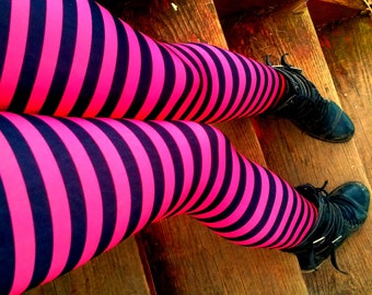 ragdoll pink and black stripe Leggings pants lycra