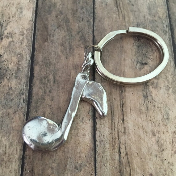 Music Note Key Chain Hand Stamped by designchickcreations on Etsy