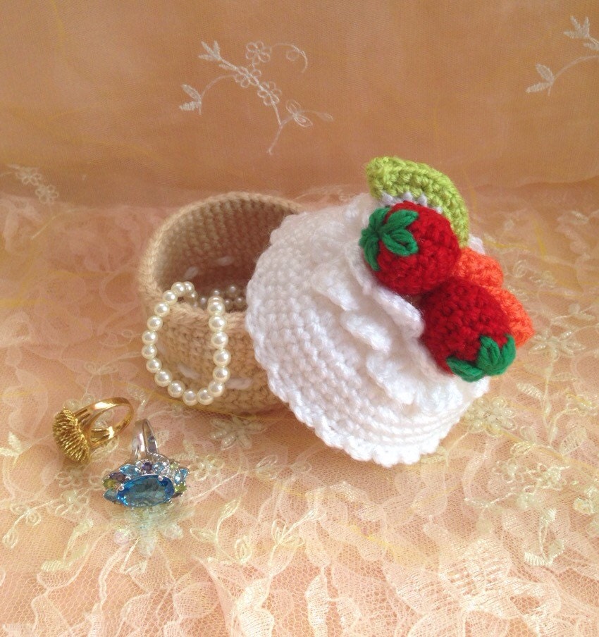 Crochet Cupcake Jewelry Box Storage Crochet Basket Amigurumi