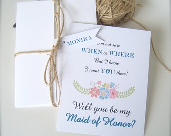 Bridesmaid invitation, bridesmaid proposal card, invitation for maid of honor, bridal party proposal card, flower girl invitation