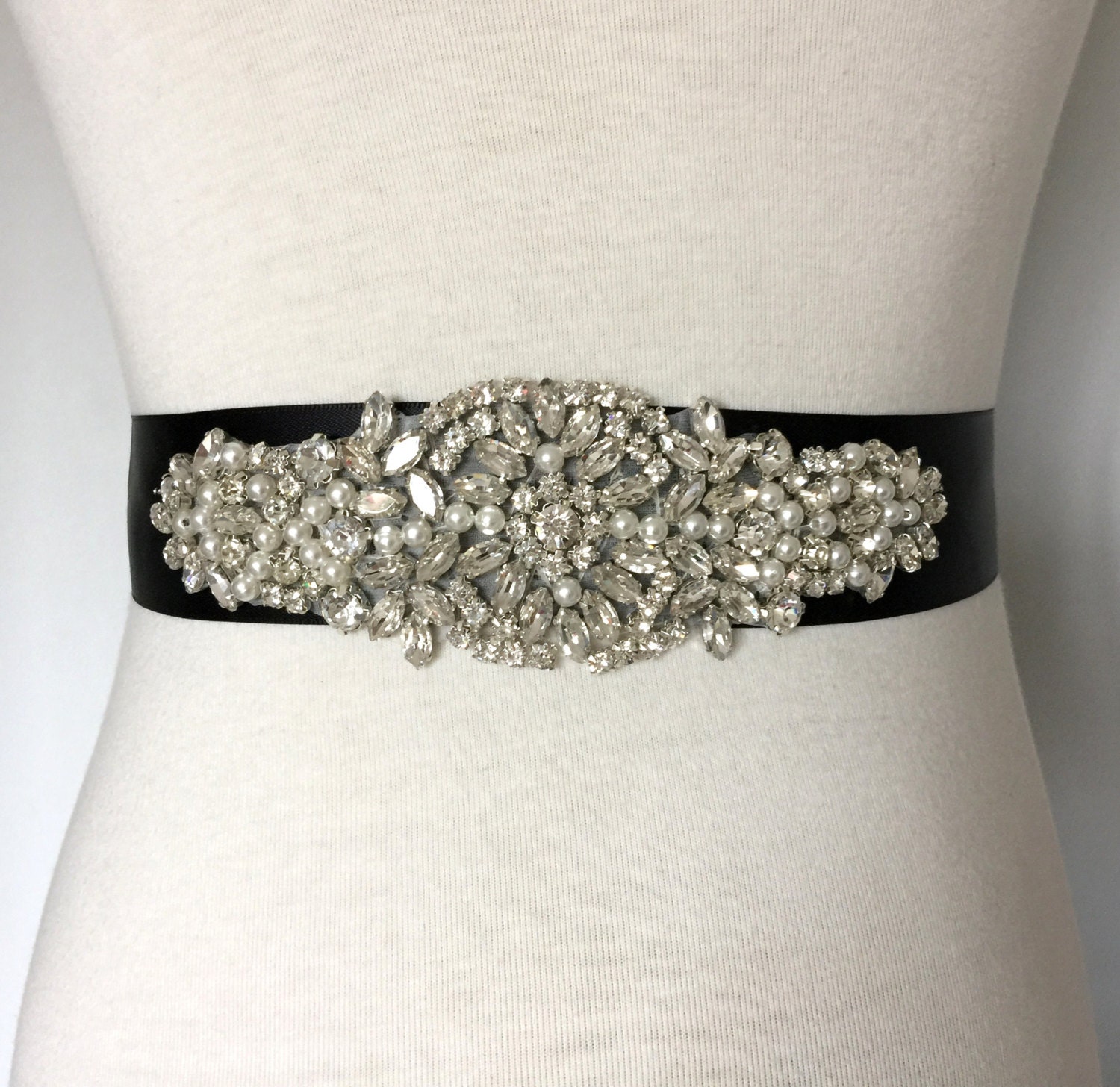 Black Bridal SashBride SashCrystal SashBlack