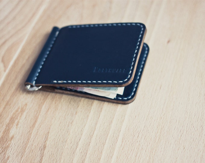 Horween Chromexcel Money Clip Wallet/ Chromexcel Card Case/Leather Cardholder Wallet/Minimal Leather Wallet/Leather Money Clip Wallet