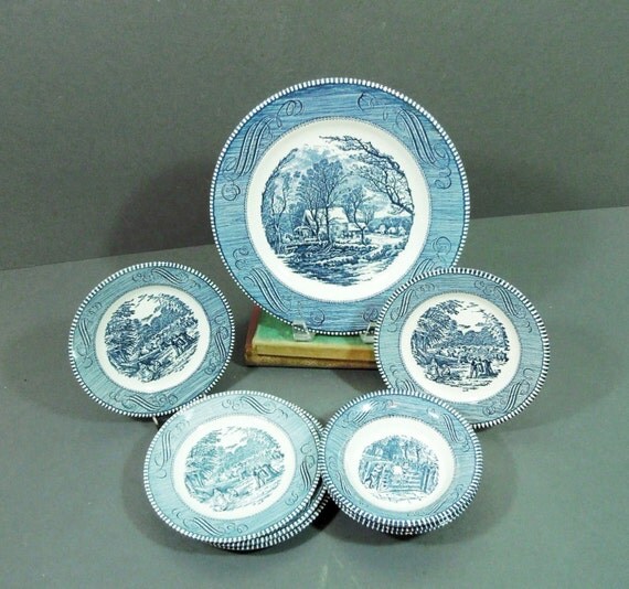 Currier and Ives plates dishes dinnerware by GUTTERSNIPES