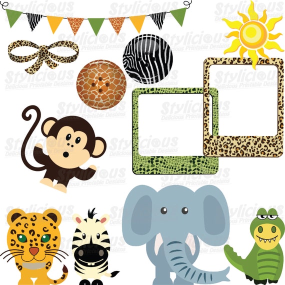 safari zoo jungle clipart and paper by styliciousprintables