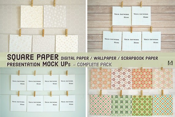 square paper mock ups complete pack for digital scrapbook paper square paper mock ups complete pack for digital scrapbook paper, Presentation templates