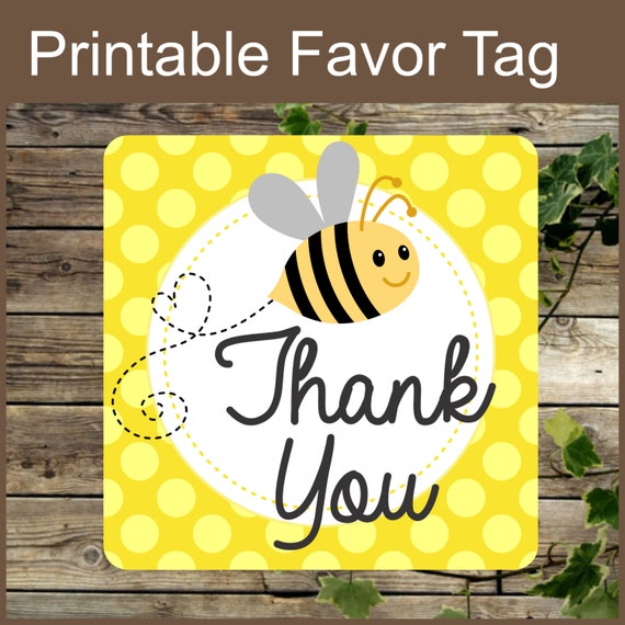 Baby Shower Yellow Bee Favor Label Tag, Instant Download ...