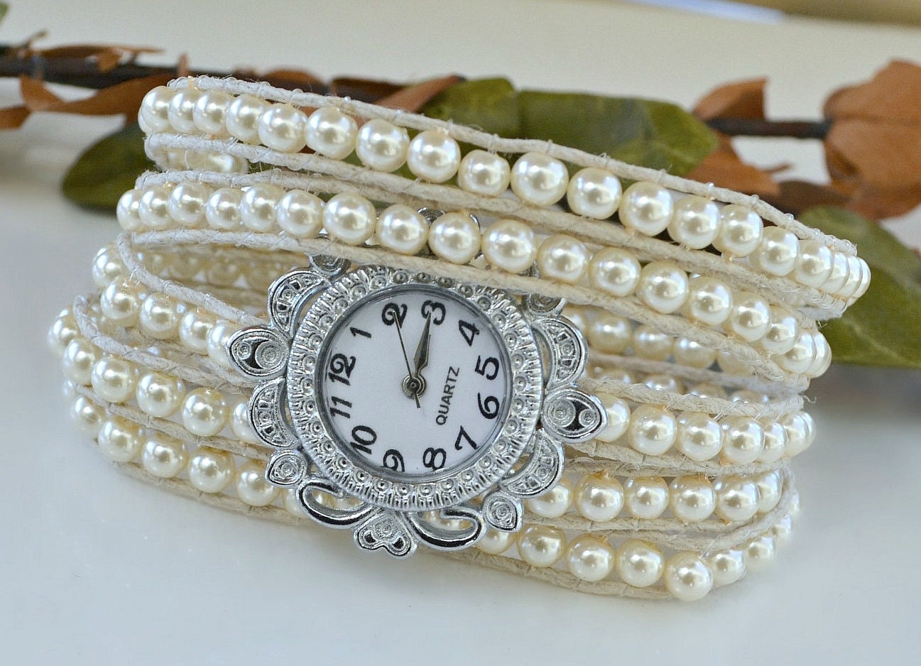 Pearl Wrap Bracelet/Watch