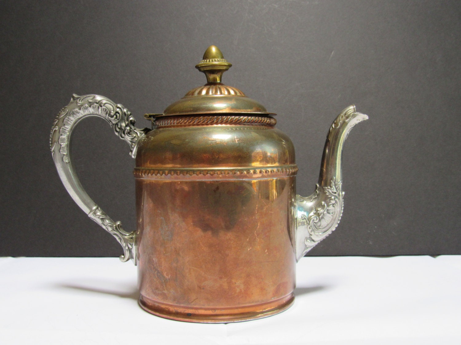 Rochester stamping co copper tea pot nickle brass copper