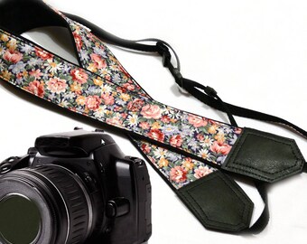 Tiny Flowers Camera strap. Roses camera strap. DSLR / SLR Camera Strap. Camera accessories.