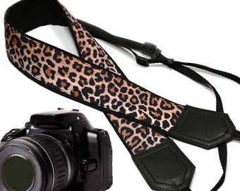 Cat camera strap with pocket. Black and white animals. Cute