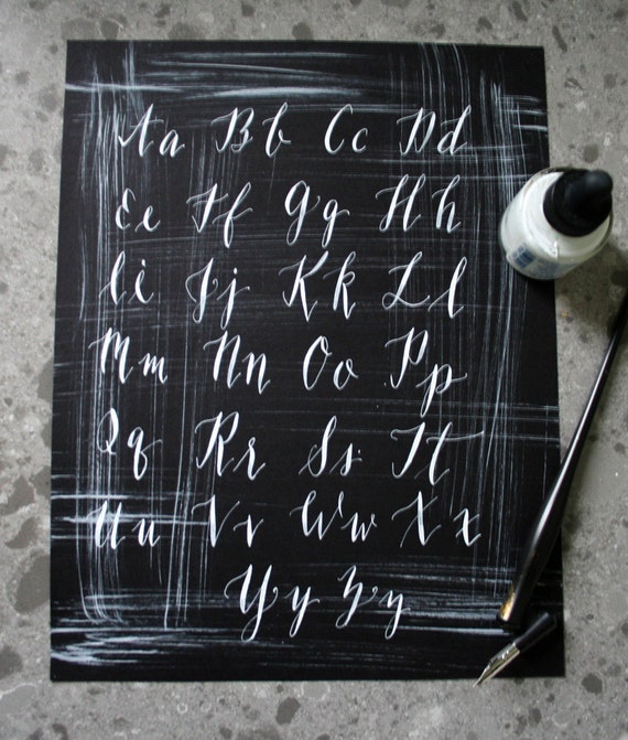 Items Similar To Black & White Calligraphy Alphabet With Chalkboard 