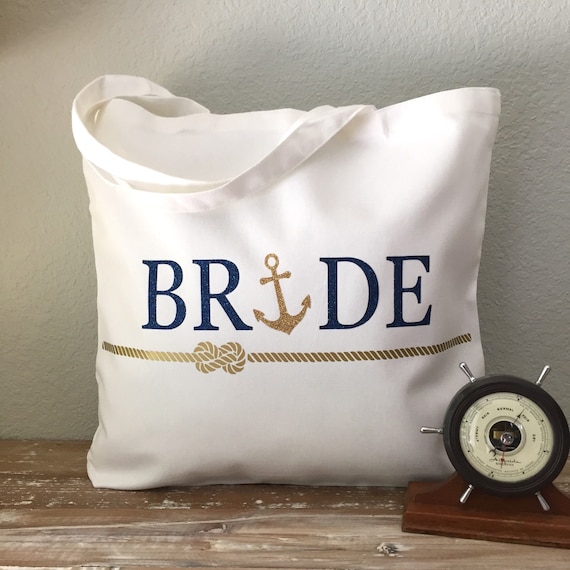 Nautical Anchor Bride Tote Bag: purse, beach bag, wedding tote or ...