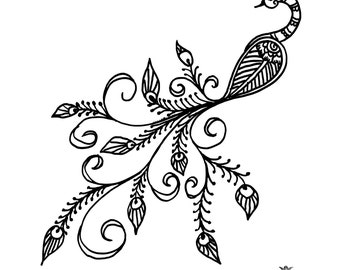 Boho Peacock, Peacock tattoo, Henna style tattoo, festival tattoo, boho, Skin Art, Body Art, Wickedly Lovely Skin Art TemporaryTattoo