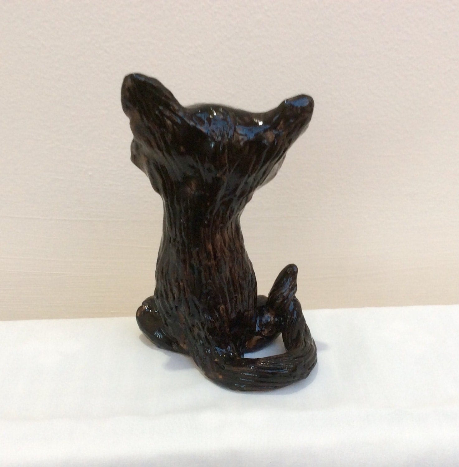 Black cat ceramic black cat handmade cat figurine by Sallyamoss