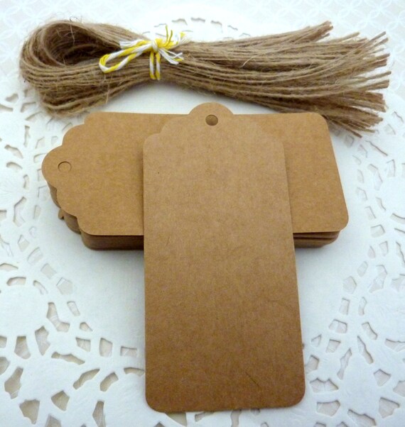 50 Scalloped Brown Kraft Paper Gift Tags Price Tag Crafts 9.5