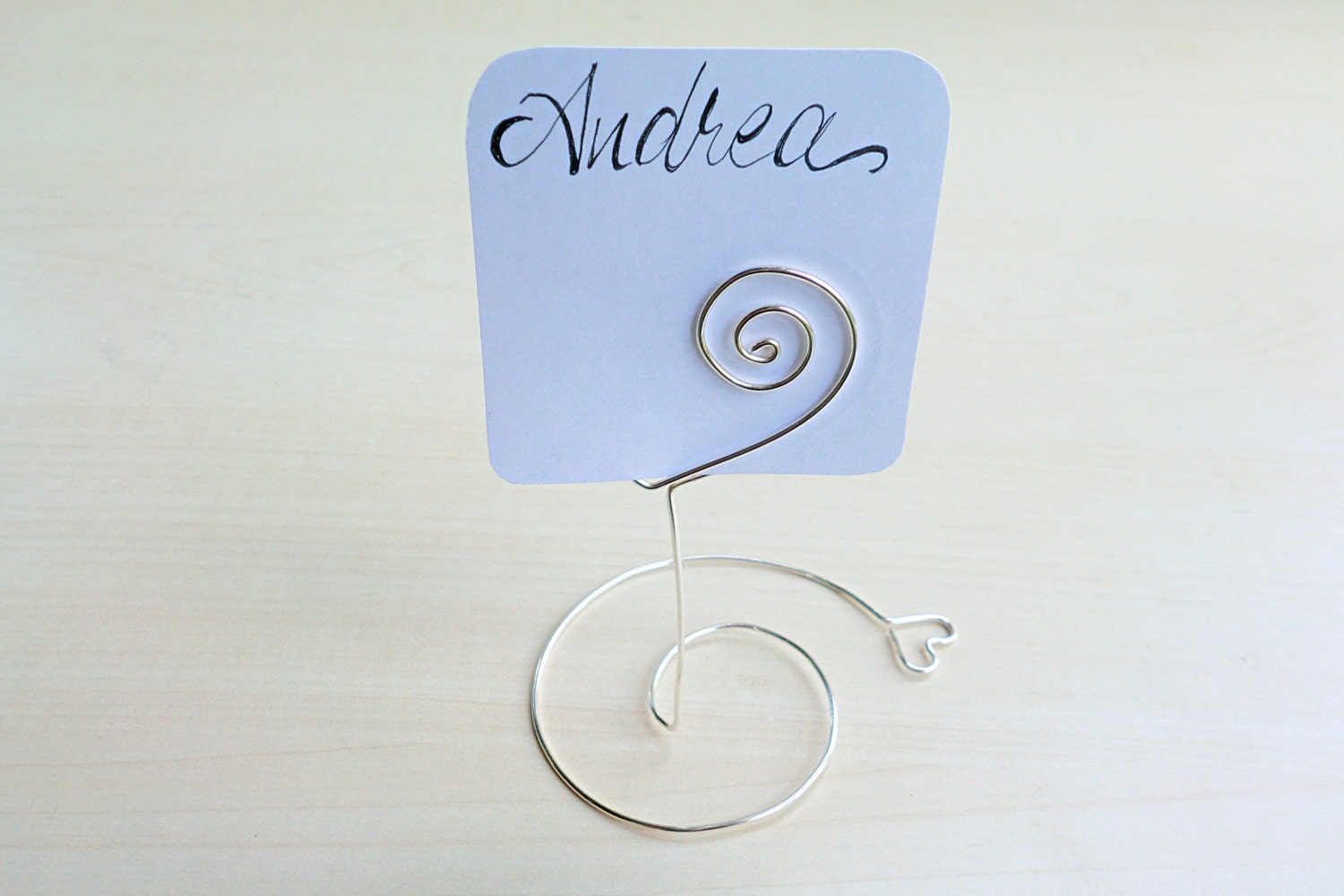 Set of 20 pcs. Heart Place card holder silver wire name card