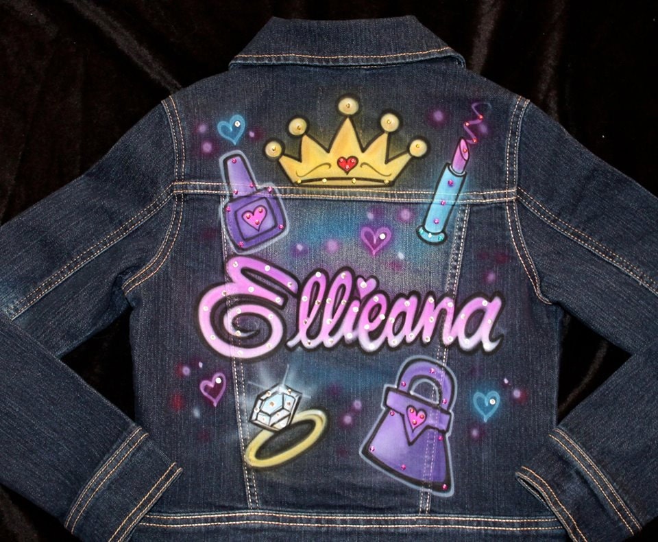 Airbrushed personalized denim jacket airbrushed by RockStarKisses