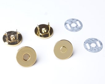 14mm Thin Magnetic Purse Snaps - Gold - 20 Sets