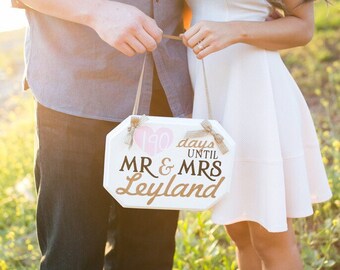 Wedding countdown, days until Mr and Mrs, chalkboard countdown until wedding, countdown to the big day, glitter Mr and Mrs