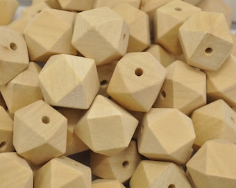 Wood Beads - 20PCS 25mm Faceted Wood Beads 14 Hedron Geometric Figure Wooden beads.