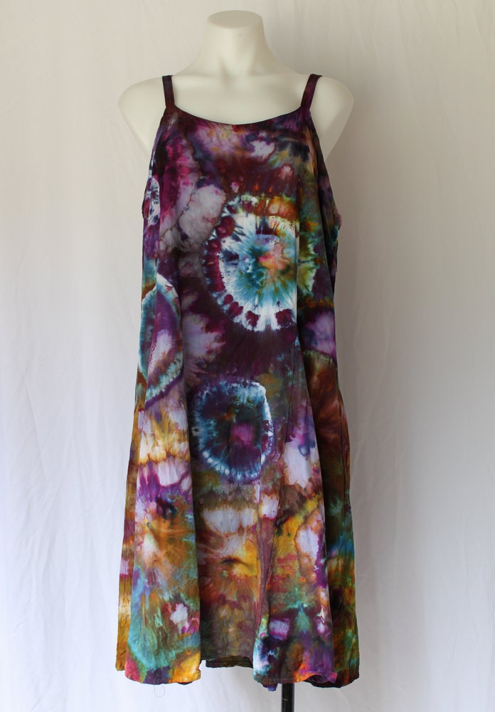 Tie Dye Rayon Sun dress Summer dress Ice Dyed Clothing