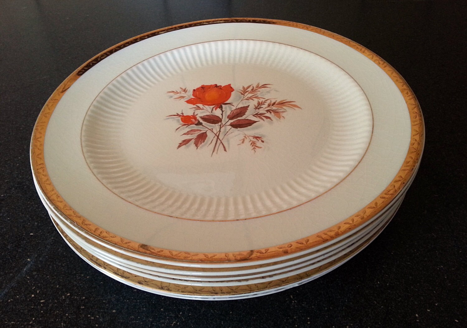 2 Vintage La Mode China 22K Gold Rimmed Dinner Plates