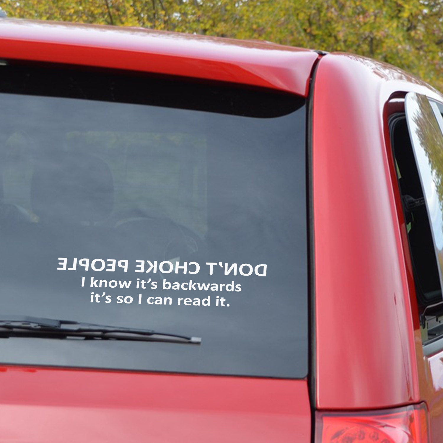 automobile window decal funny saying Don't Choke