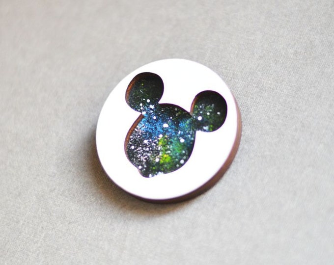 Space Mickey Mouse // Wooden brooch is covered with ECO paint // Laser Cut // 2015 Best Trends // Fresh Gifts // Swag Boho Style // Disney