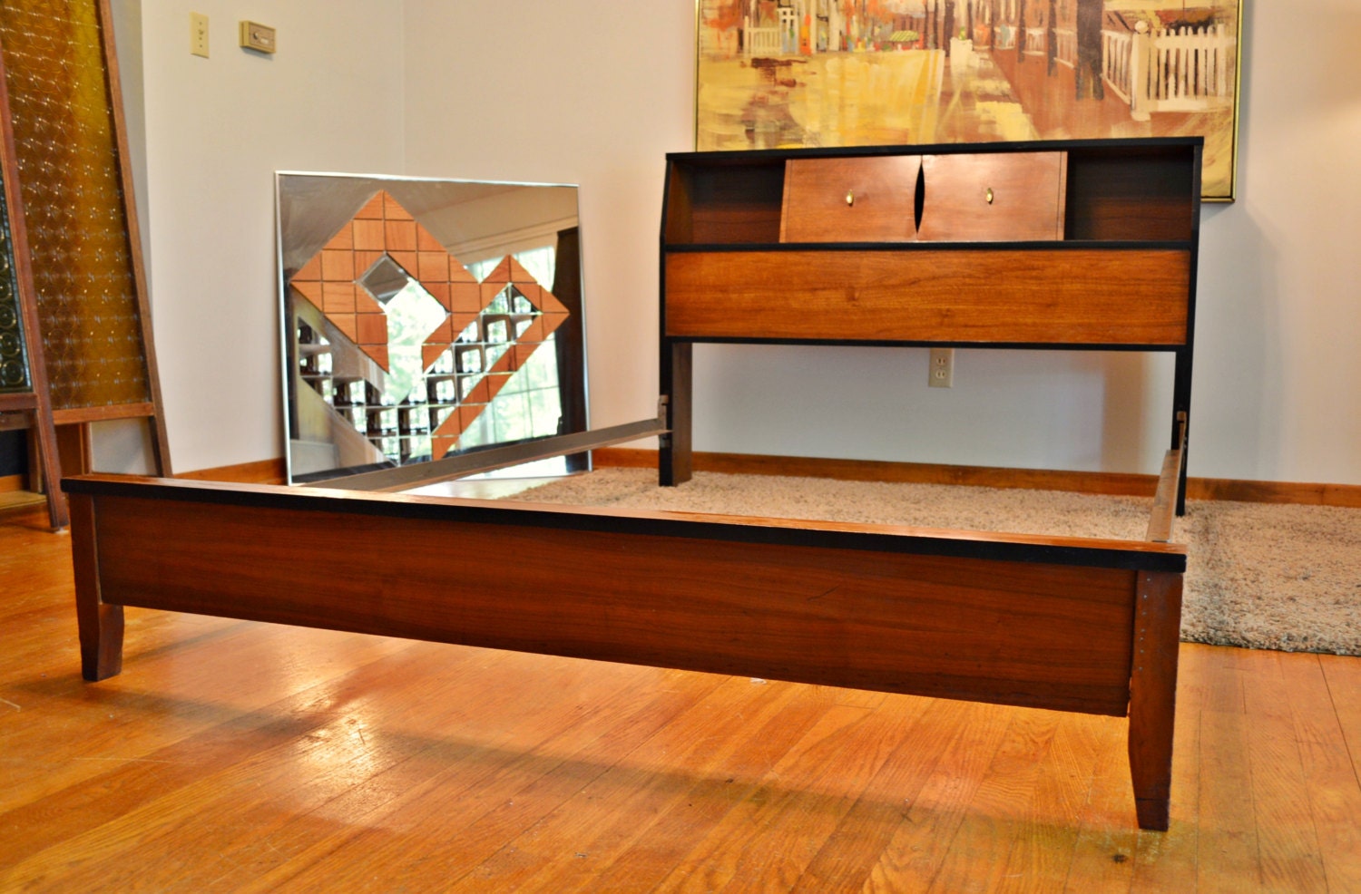 Mid Century Bookcase Style Full Size Bed