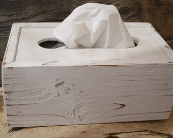 Tissue Box Cover Holder Home Bathroom Decor Distressed Reclaimed Rustic Upcycled Wood Gifts Under 25 Dollars Gift For Her