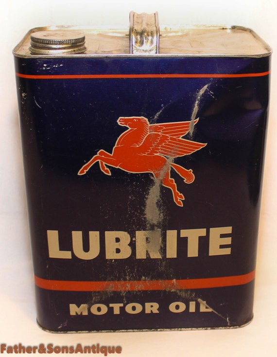Vintage Mobile Oil Co. Lubrite Motor Oil 2 Gal Can
