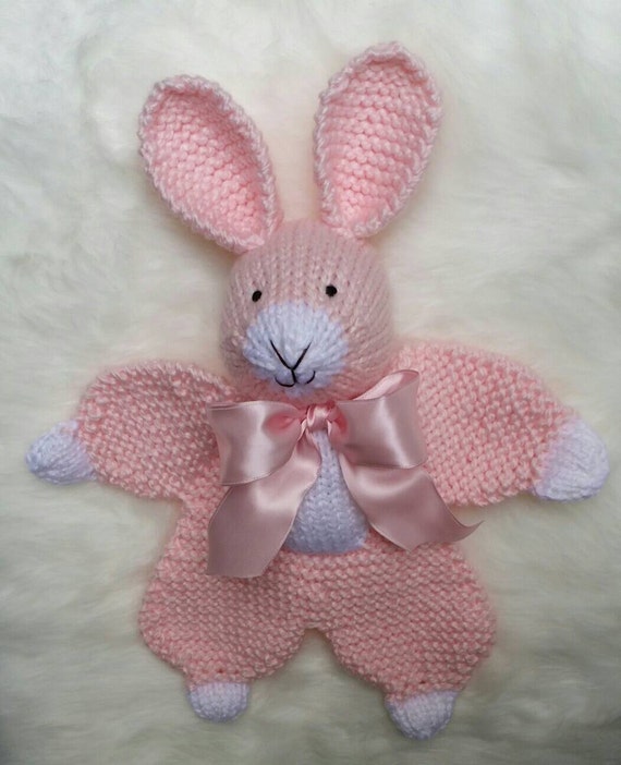 Knit Bunny Rabbit Lovey Blanket Handmade by