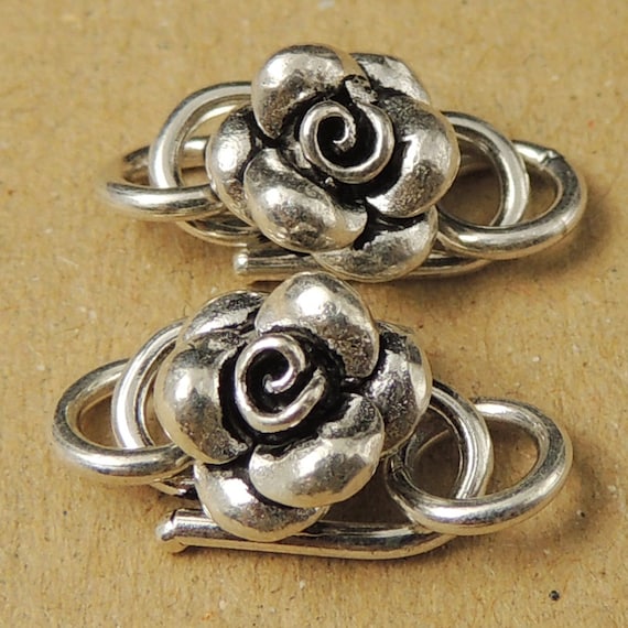 Sterling Silver Clasp 925 Rose Clasps SHooks Jewelry Making