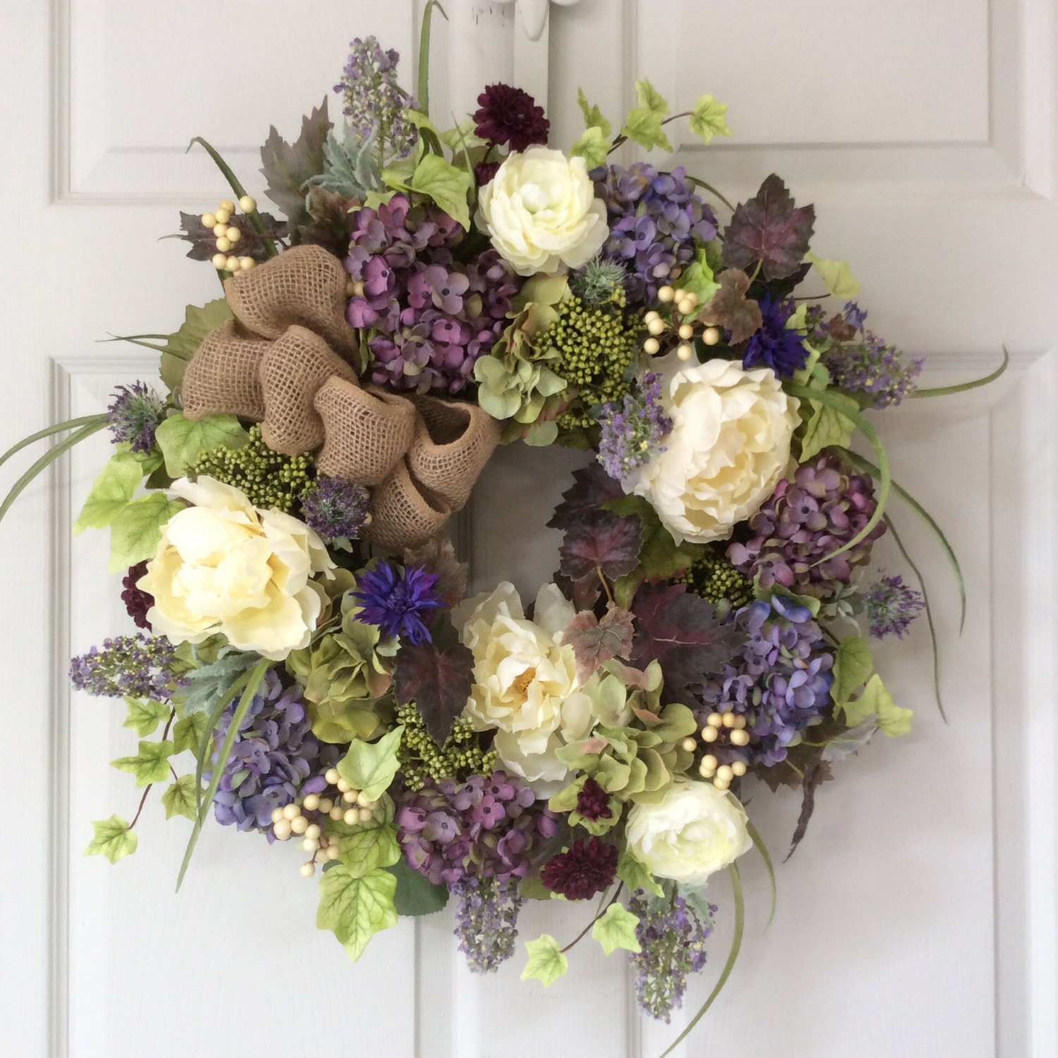 Summer Wreath-Hydrangea Wreath-Victorian Wreath-Garden