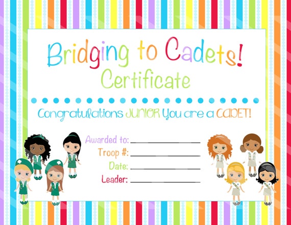 Items similar to Girl Scout Bridging Ceremony Certificate - Printable ...