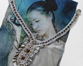 Silver-colored bibs crochet chain, crystal stones, leather and antique buttons, Byzantine style, antique, Rocalais, roman, boho Silver-colored bibs crochet chain, crystal stones, leather and antique buttons, Byzantine style, antique, Rocalais, roman, boho